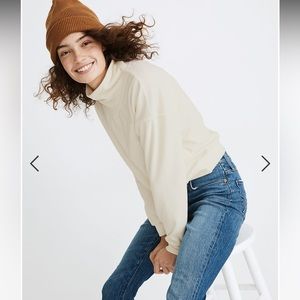 Madewell Corduroy Turtleneck Top in Antique Cream Size S